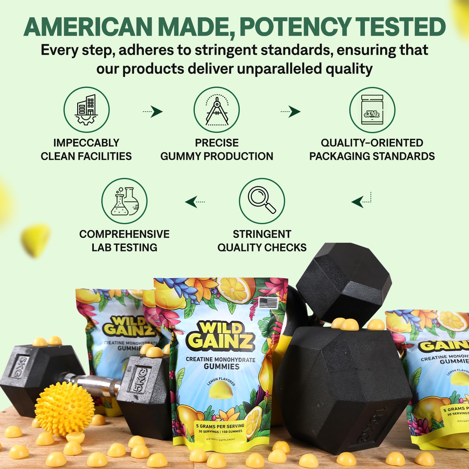Assorted lemon gummy chews spilled from bottle