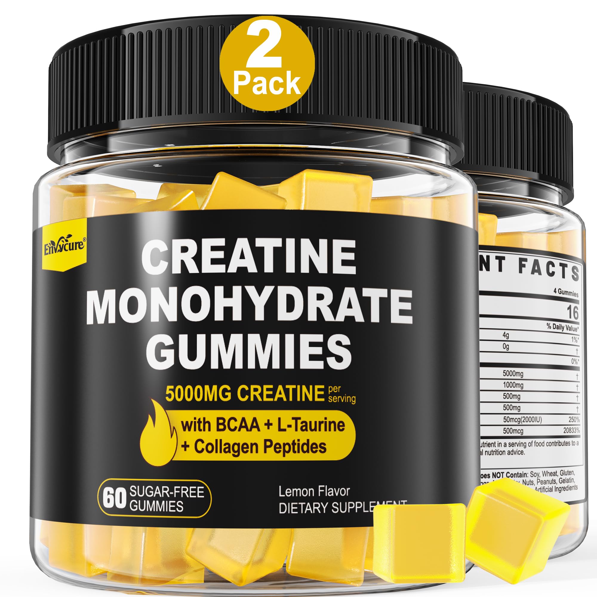Creatine Monohydrate Gummies lemon flavor - front view