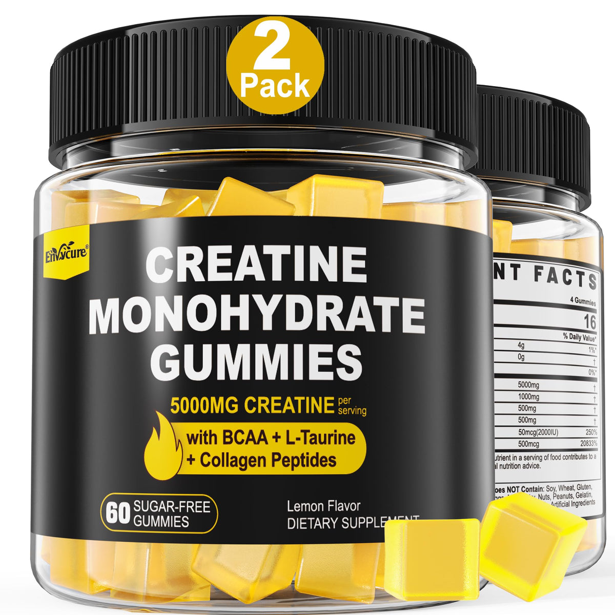 Creatine Monohydrate Gummies lemon flavor - front view