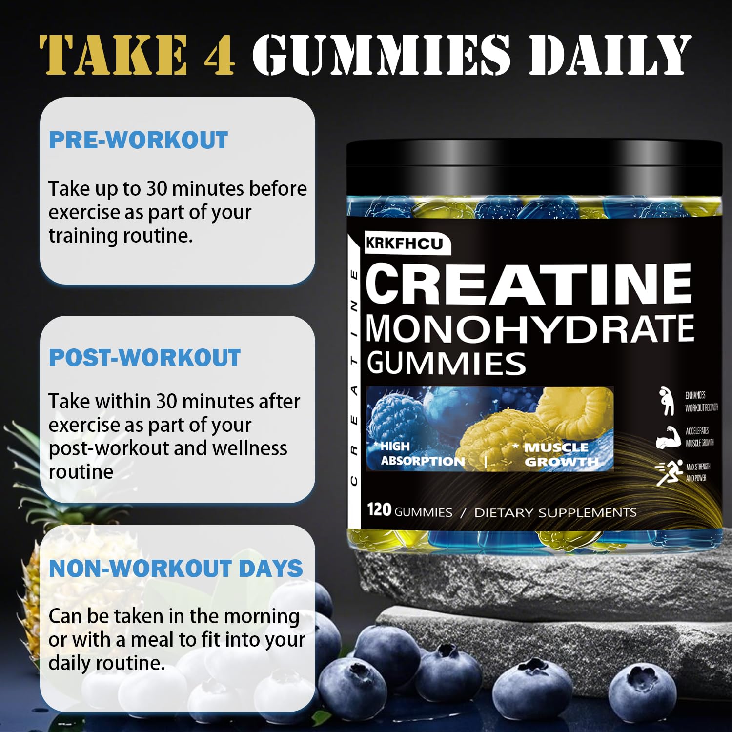 Nutrition facts panel for Creatine Monohydrate Gummies