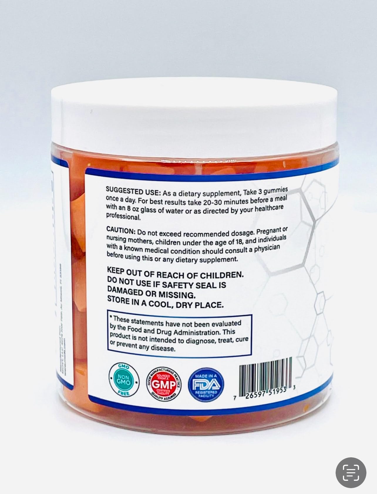 Sugar-free creatine gummies with orange flavor