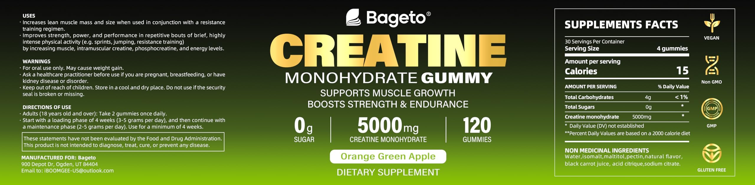 Orange and Green Apple flavors in Creatine Monohydrate Gummies