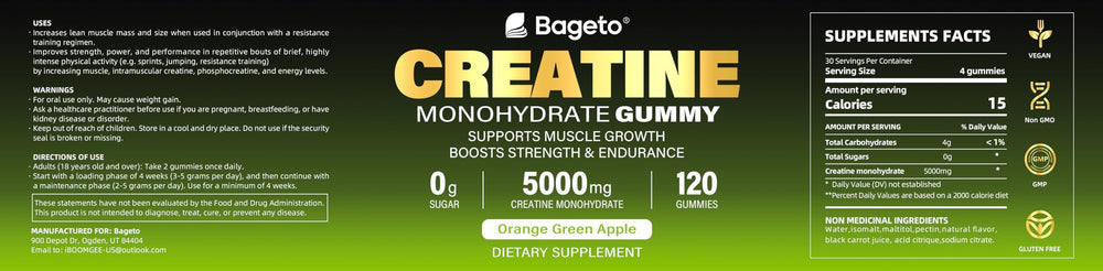 Orange and Green Apple flavors in Creatine Monohydrate Gummies