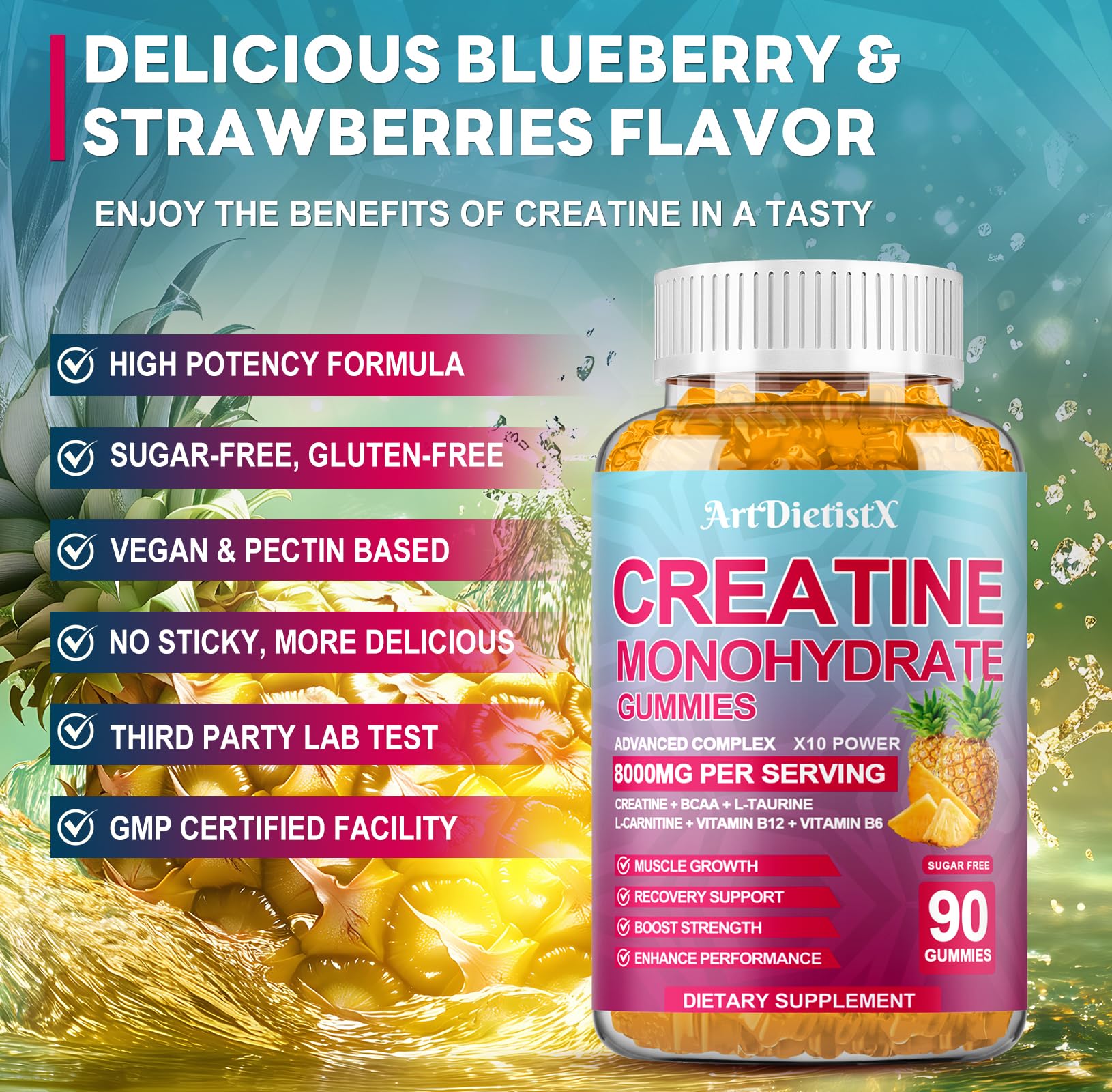 Nutrition facts label for Creatine Monohydrate Gummies