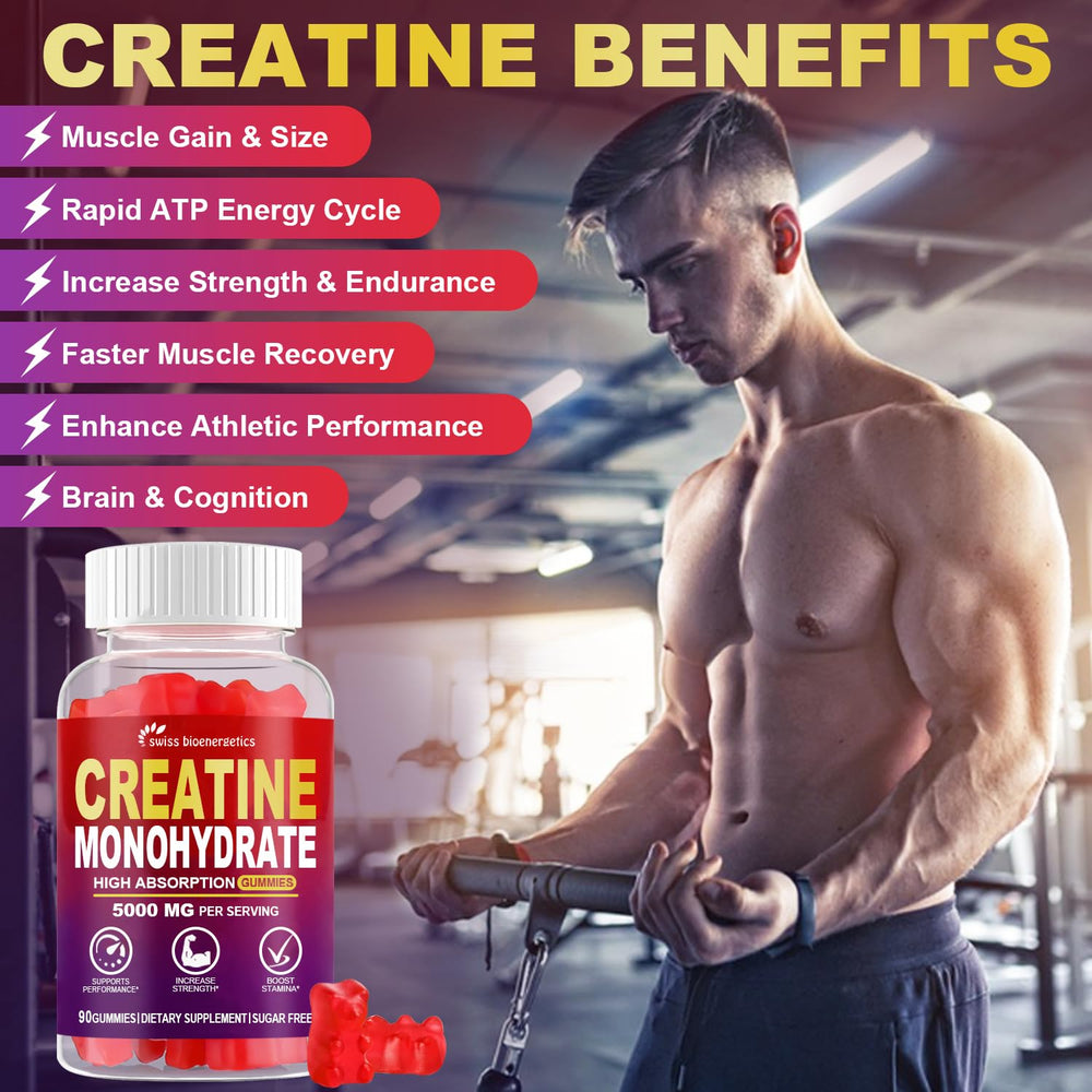 Close-up of raspberry-flavored creatine gummies