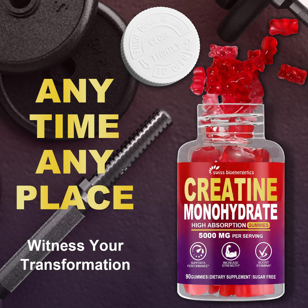 Vitamin-like healthy gummies with creatine, raspberry flavor