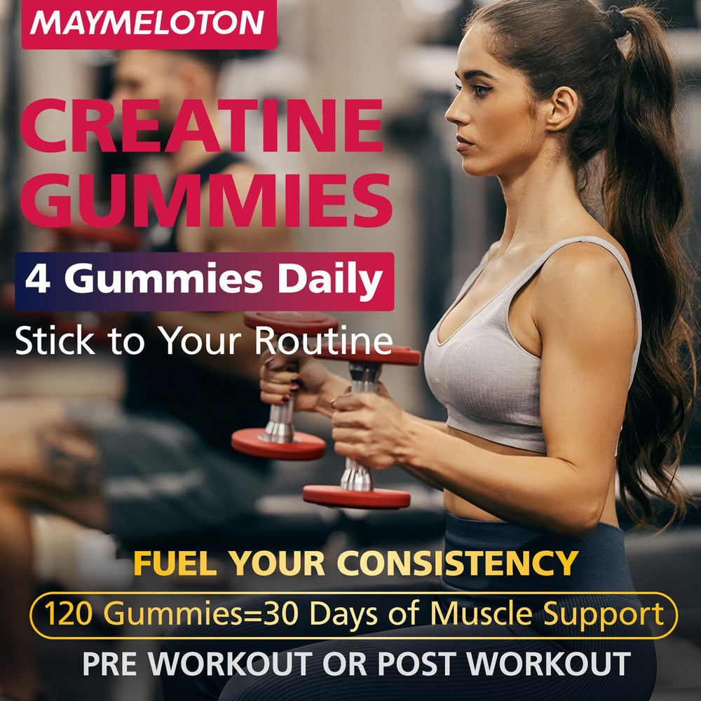 Lifestyle fitness scene featuring gummies and gym equipment