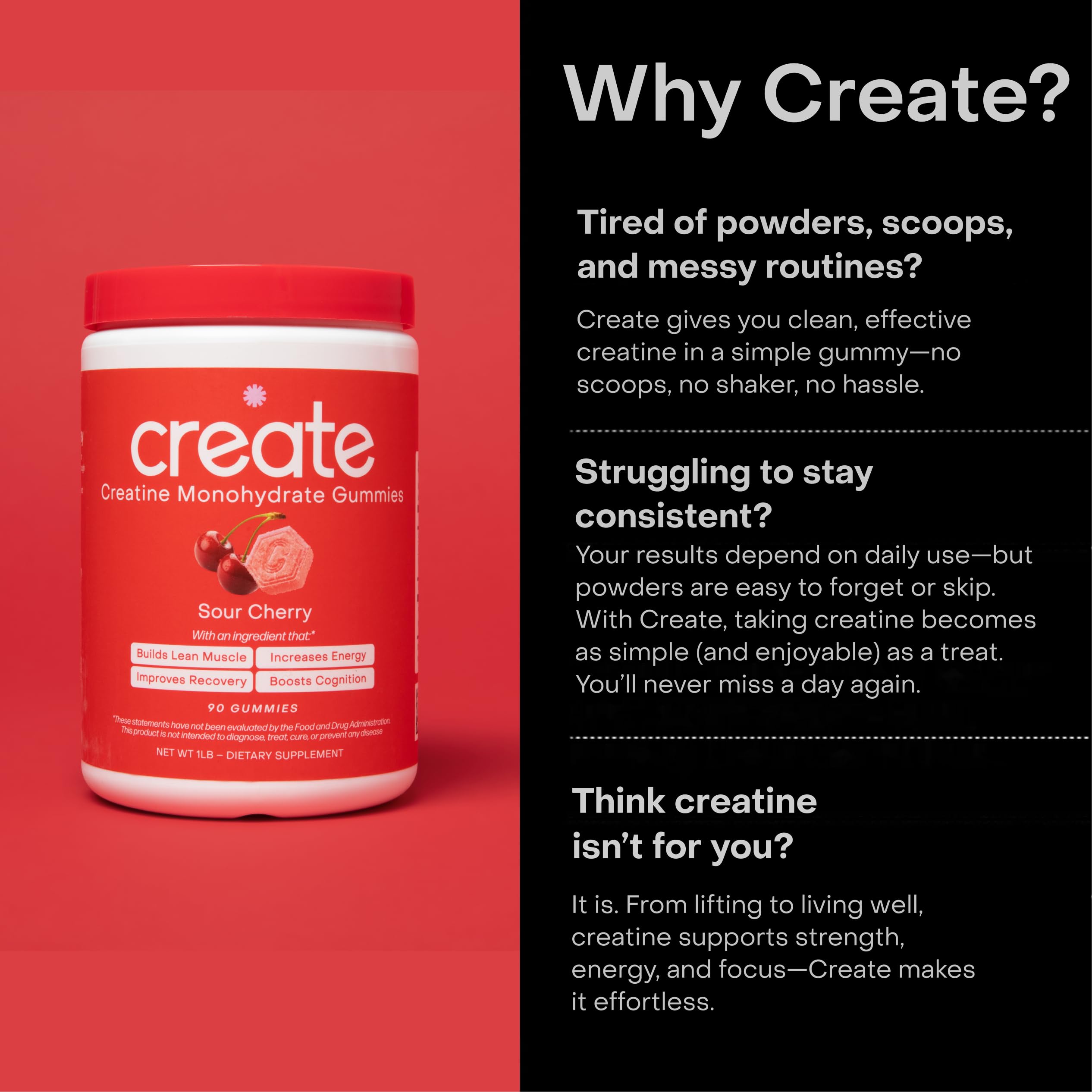 Nutrition panel on Creatine Monohydrate Gummies label