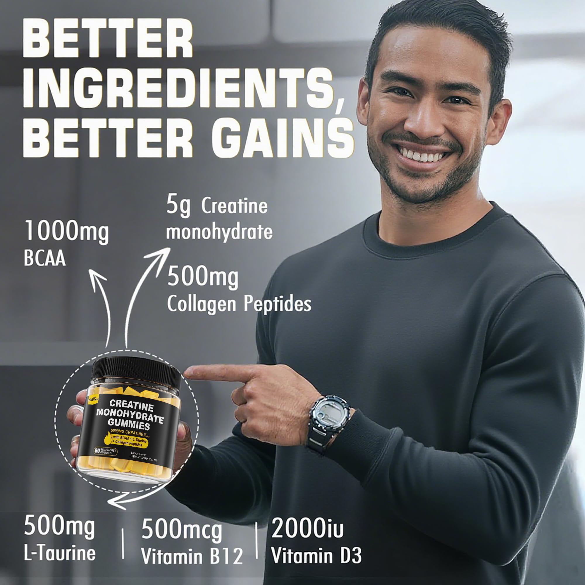 Sugar-free lemon-flavored Creatine Monohydrate Gummies