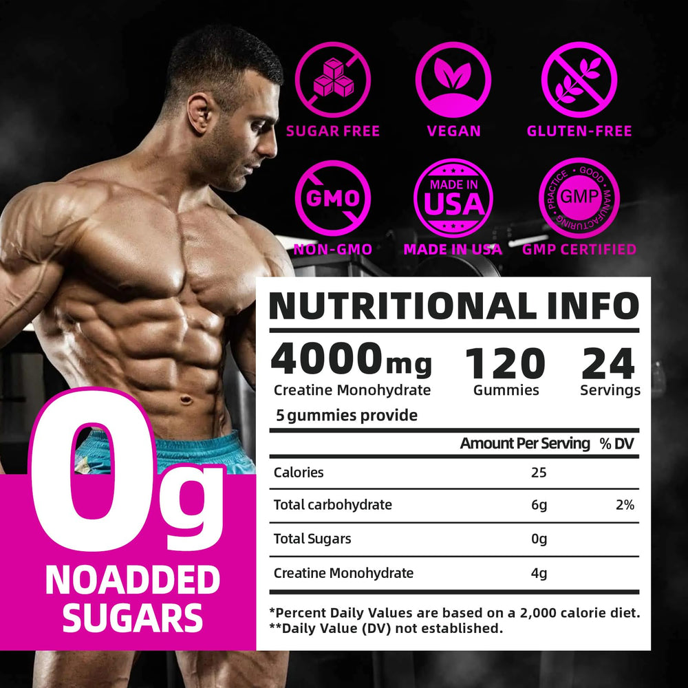 Pack shot of watermelon creatine monohydrate gummies 120 count