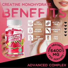 Ingredients and supplement facts panel for Creatine Monohydrate Gummies
