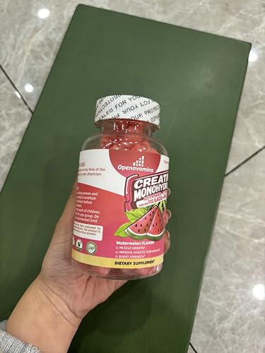 Side view of Creatine Monohydrate Gummies Watermelon bottle