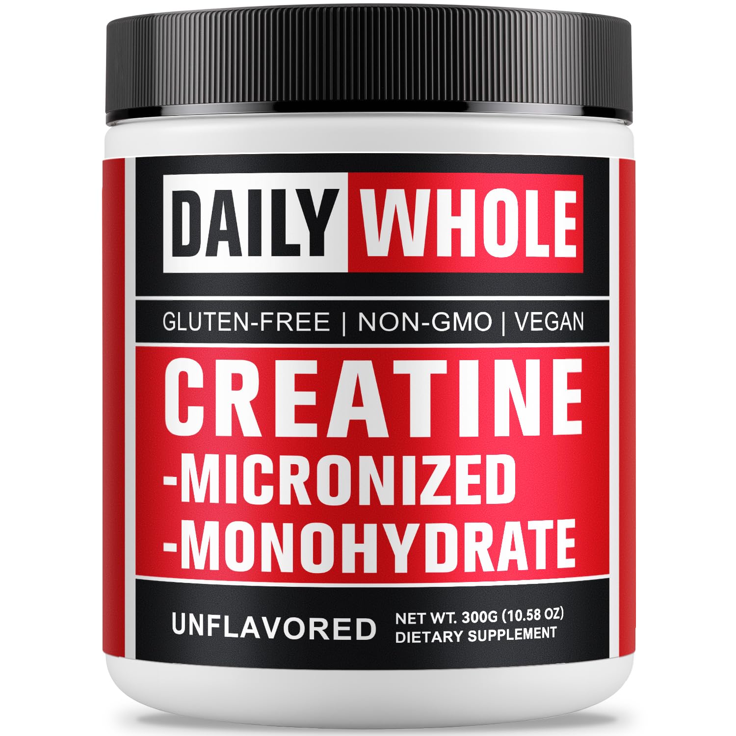 Front view of 300g Creatine Monohydrate Micronized Powder container