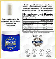 Side view of Creatine Monohydrate pills bottle