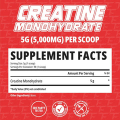 5g per serving unflavored creatine monohydrate powder