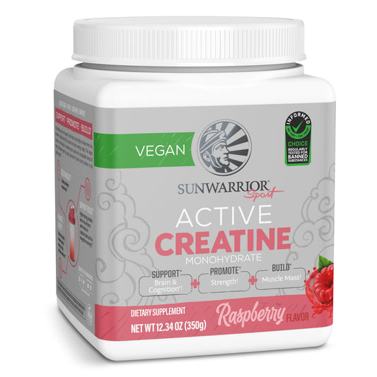 Front view of Creatine Monohydrate Raspberry powder container