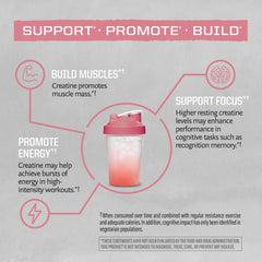 Measuring scoop with raspberry-flavored creatine powder