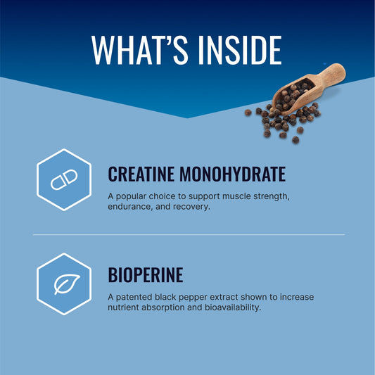 Unflavored creatine monohydrate powder with 60 servings