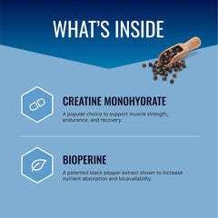 Unflavored creatine monohydrate powder with 60 servings