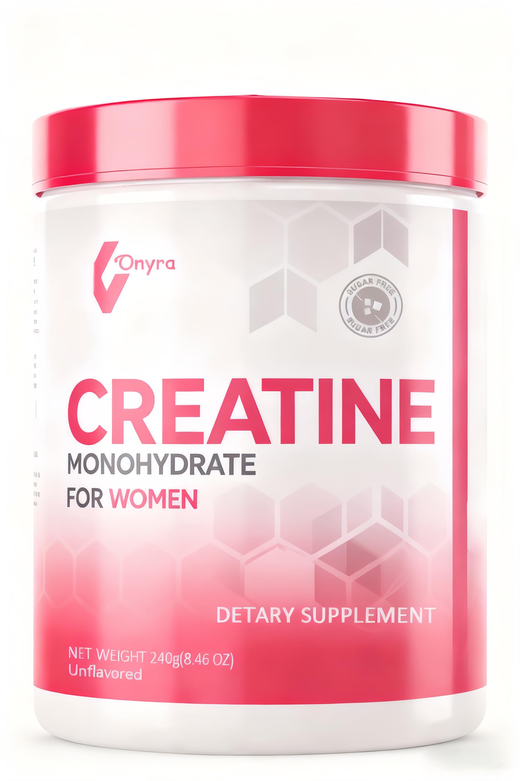 Creatine Monohydrate Powder for Women bottle with scoop and label