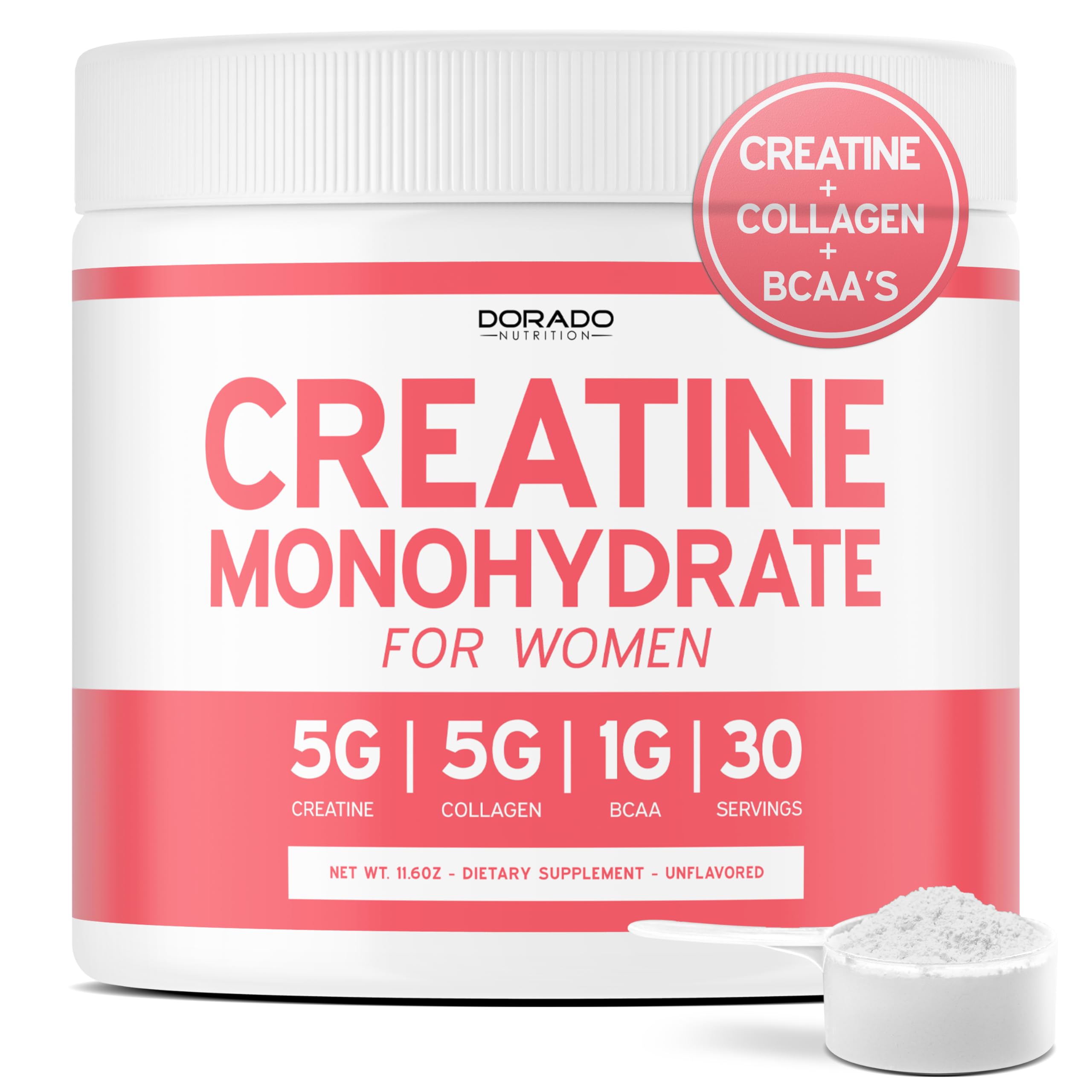 Creatine for Women bottle showing 30 servings label