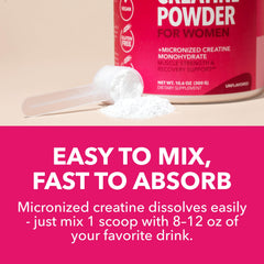 Unflavored creatine powder shown in a small glass on white background