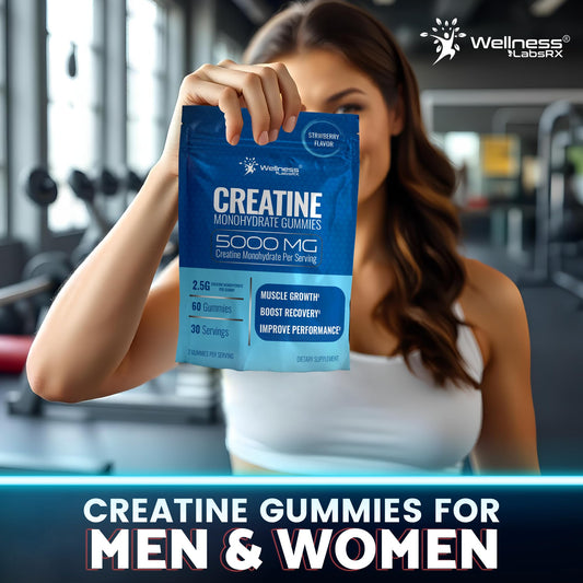 Close-up of Creatine Monohydrate Gummies in Strawberry flavor