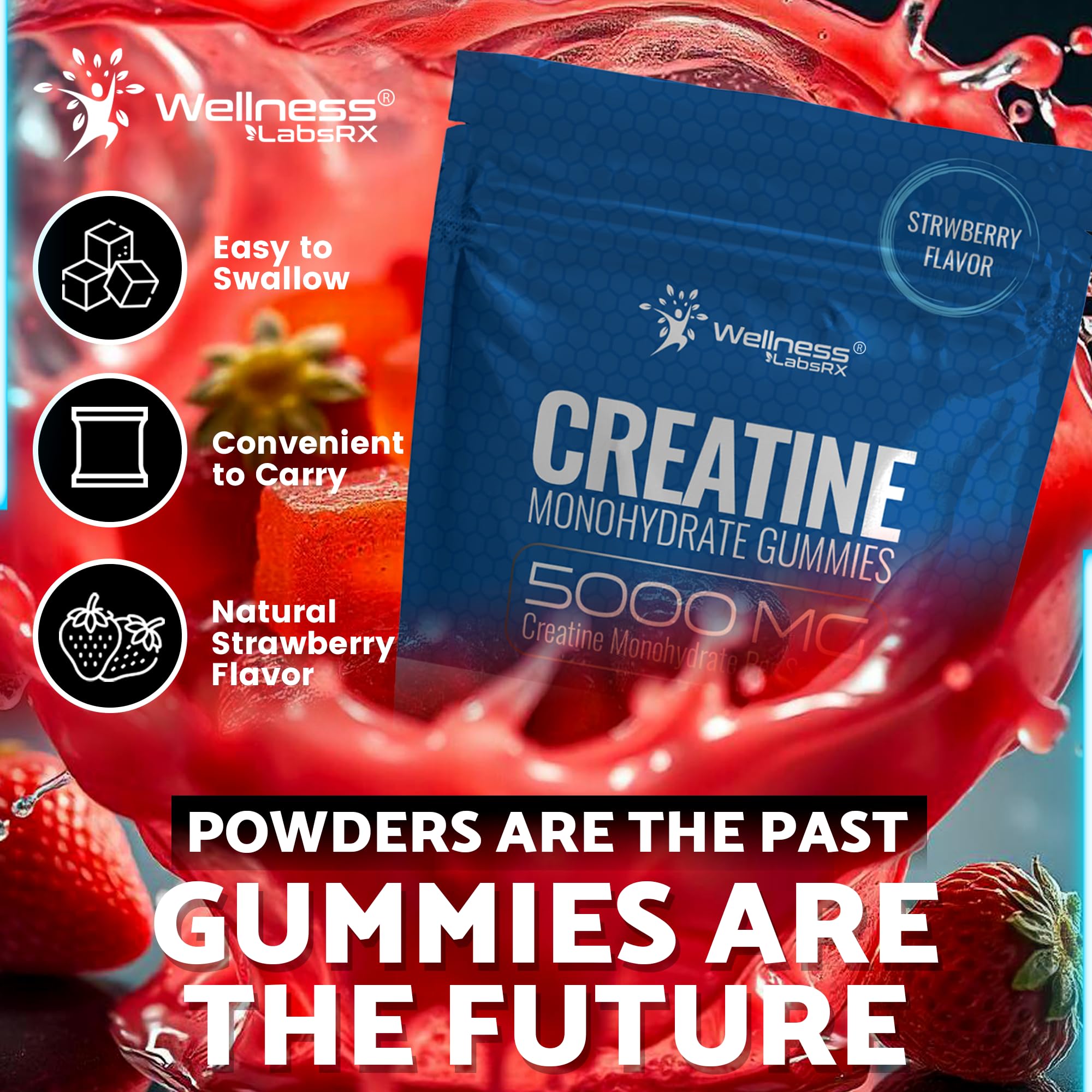 Vegan, non-GMO, gluten-free Creatine Gummies packaging