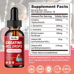 Close-up of the Creatine HCL Liquid Drops label