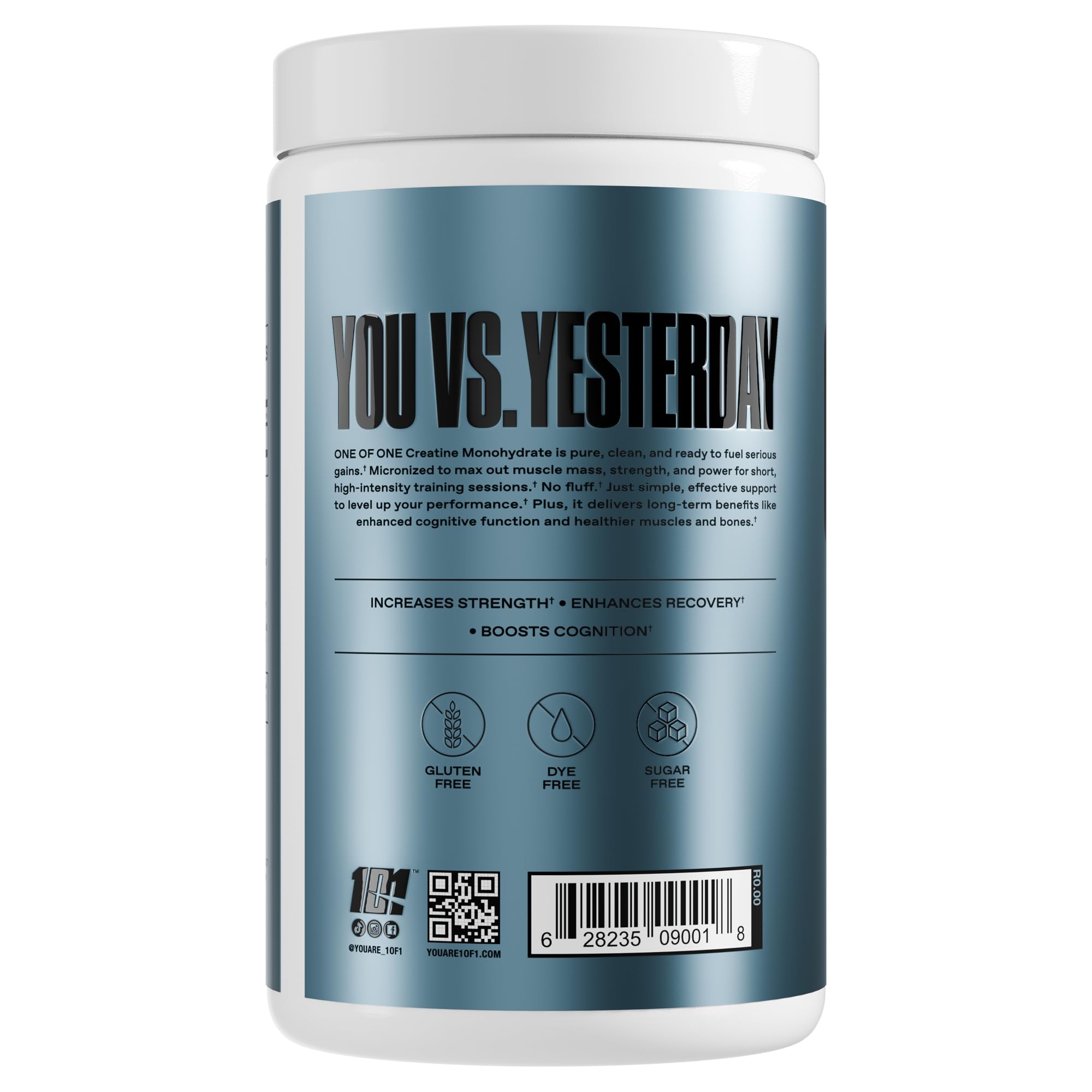 Close-up view of pure micronized creatine powder