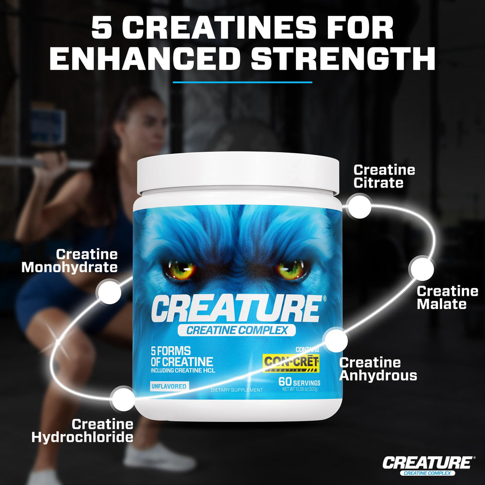Nutrition label and ingredients of CREATURE Creatine Complex