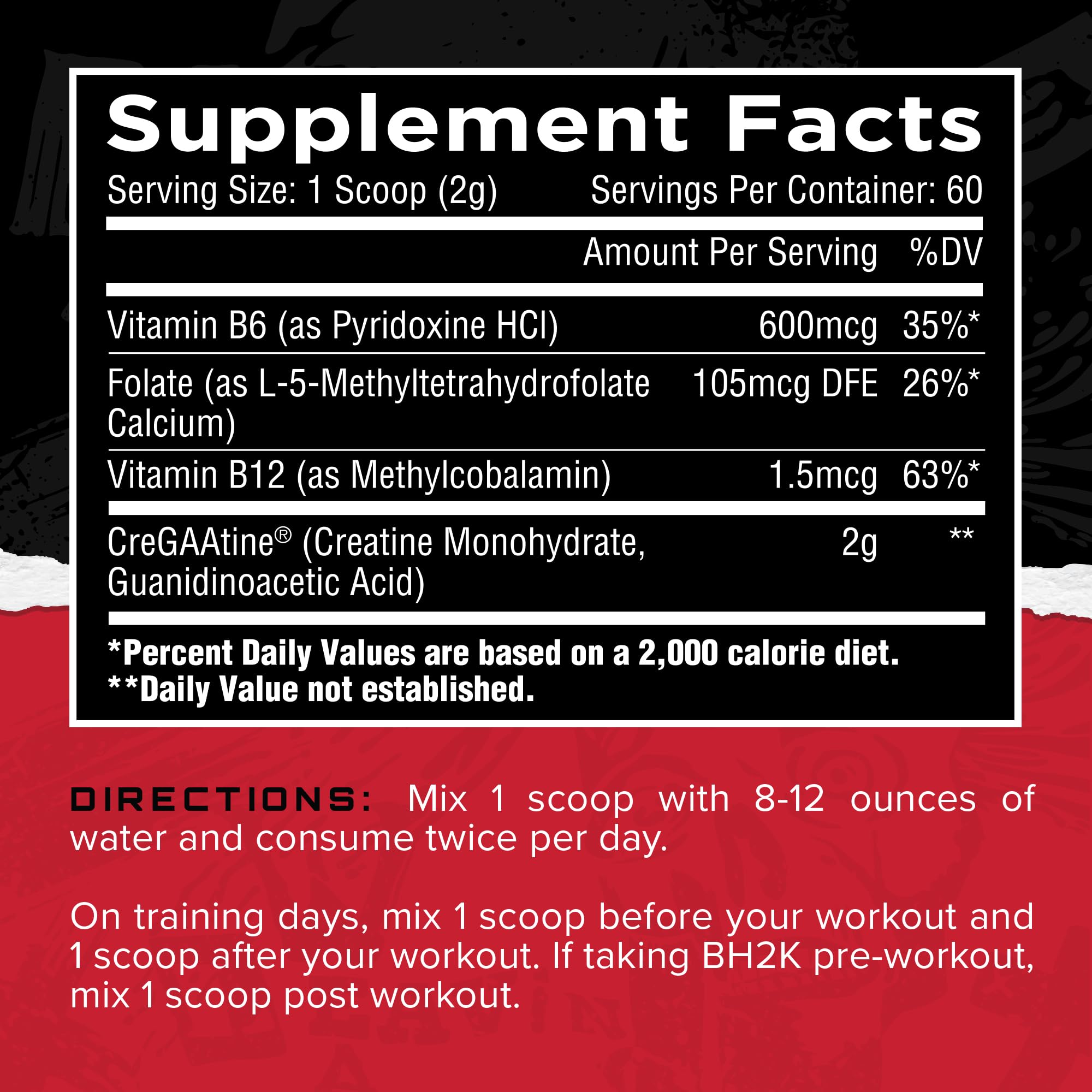 Back label showing supplement facts for CreGAAtine