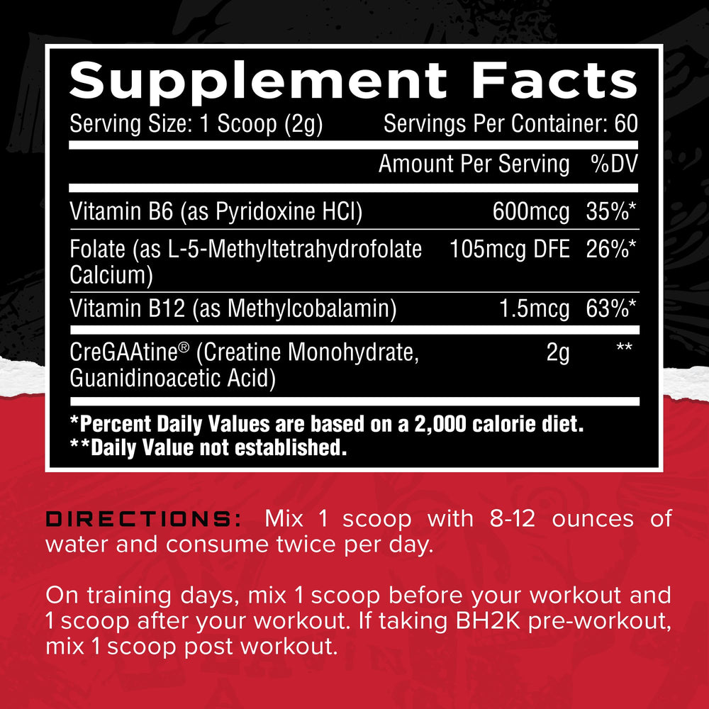 Back label showing supplement facts for CreGAAtine