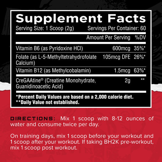Back label showing supplement facts for CreGAAtine