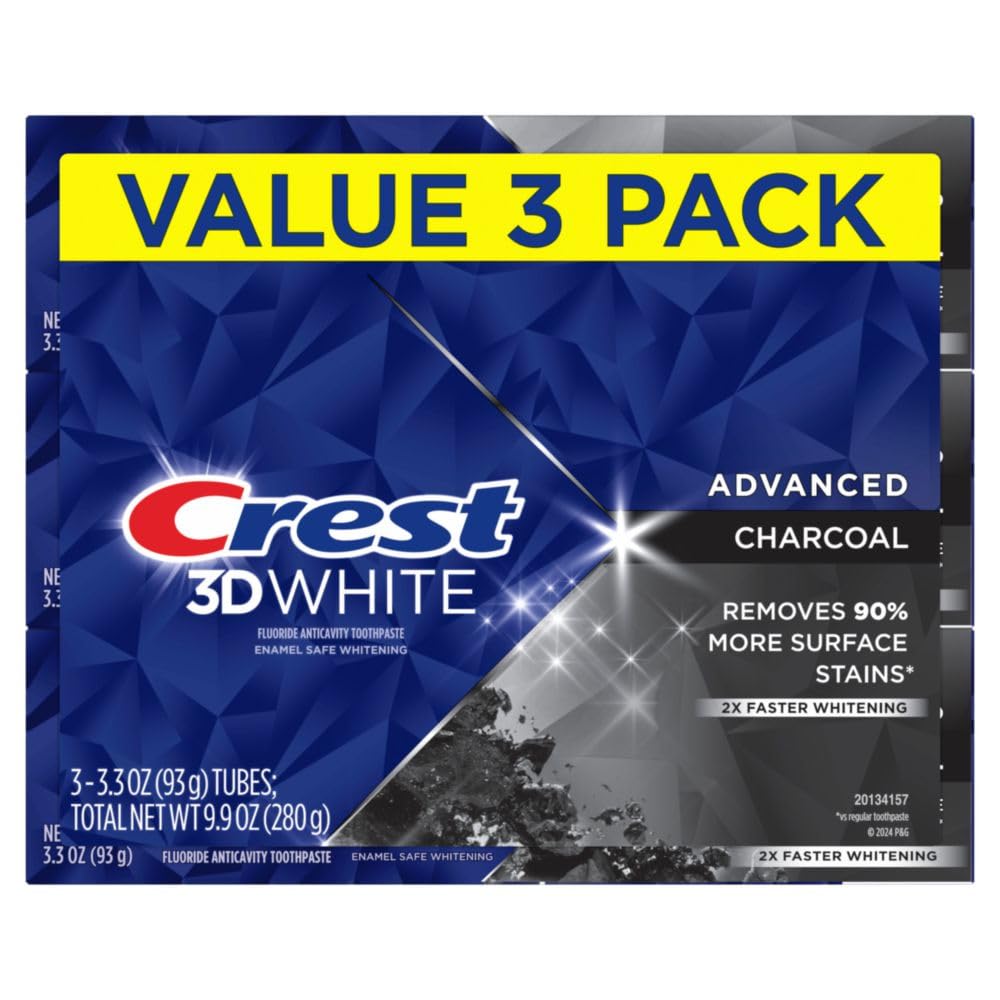 Foil packaging of Crest 3D White Advanced Charcoal Toothpaste 3.3 oz