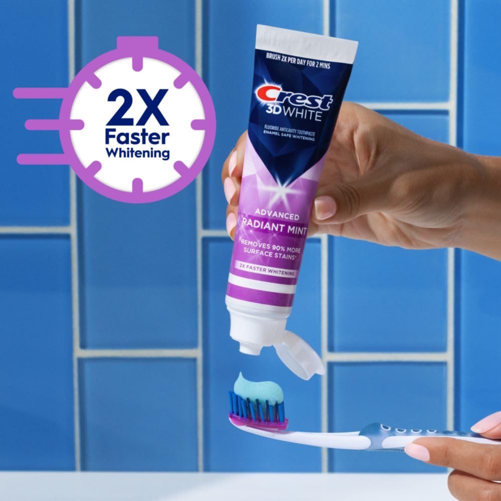 White toothpaste tubes with Crest 3D White branding