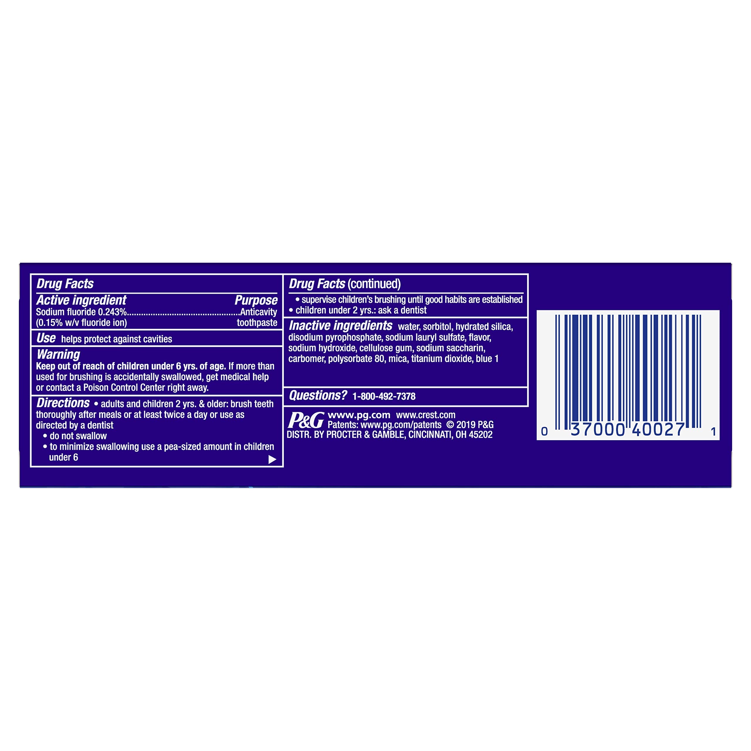 Crest 3D White Arctic Fresh toothpaste on white surface