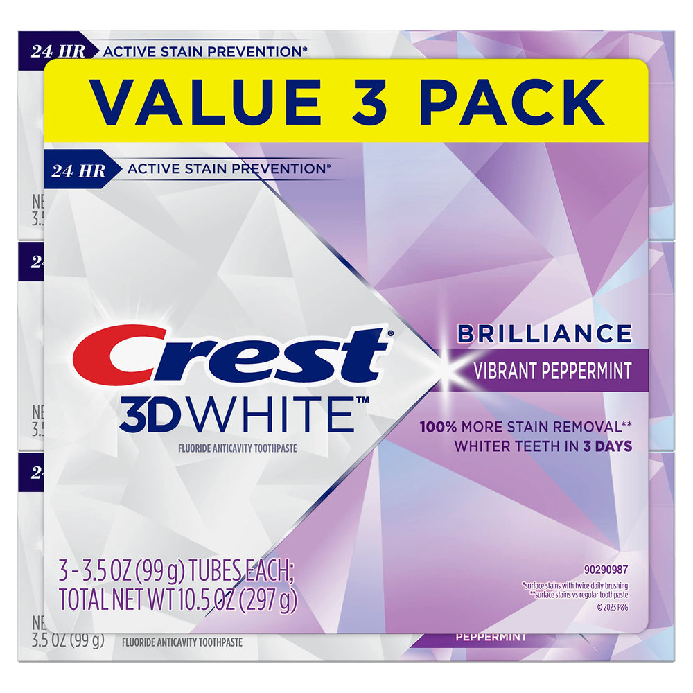 Fluoride content in Crest 3D White Brilliance toothpaste fights cavities