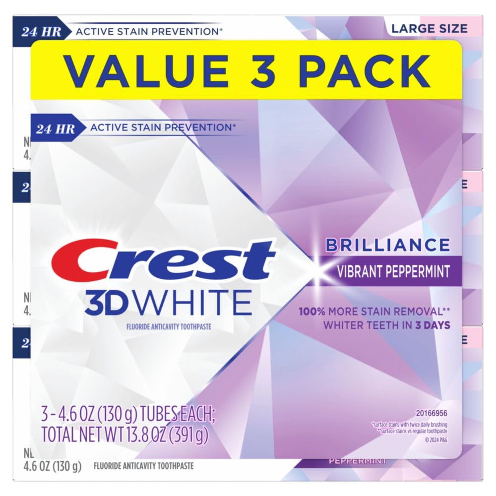 Visual highlighting 100% more surface stain removal with Crest 3D White Brilliance