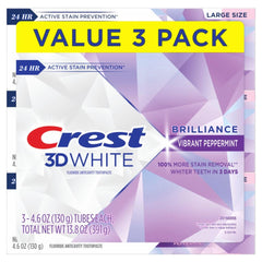 Visual highlighting 100% more surface stain removal with Crest 3D White Brilliance