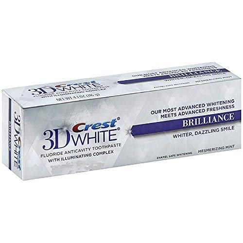 Tube of Crest 3D White Brilliance Toothpaste 0.85 oz Pack of 2 with mint packaging