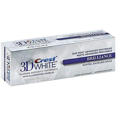Tube of Crest 3D White Brilliance Toothpaste 0.85 oz Pack of 2 with mint packaging