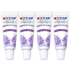 Crest 3D White Brilliance Toothpaste Vibrant Peppermint Travel Size 0.85 oz (24 g) Tubes Pack of 4