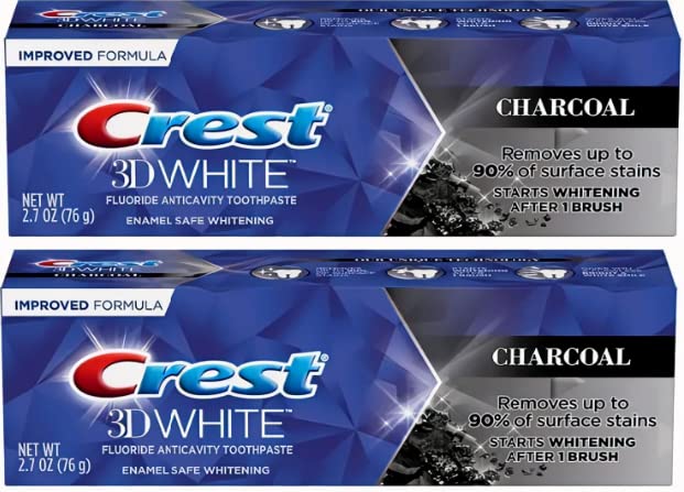 Crest 3D White Charcoal toothpaste tube and packaging front