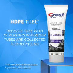 Close-up of Crest toothpaste label highlighting fluoride and mint flavor