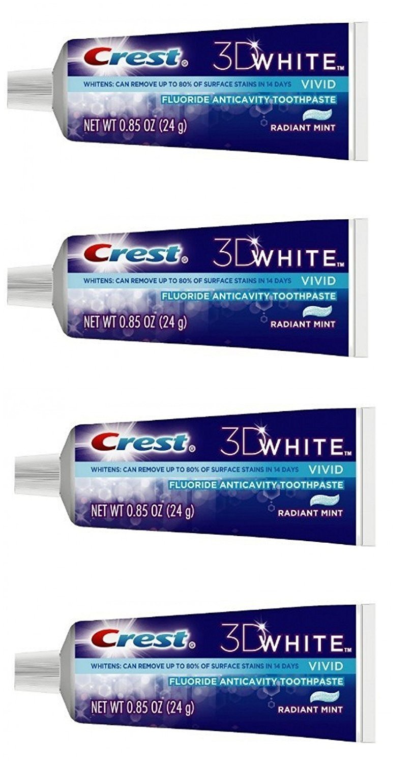 Crest 3D White Radiant Mint toothpaste 0.85 oz travel size (pack of 4)