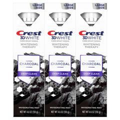 Enamel-strength indicator on Crest whitening therapy charcoal toothpaste
