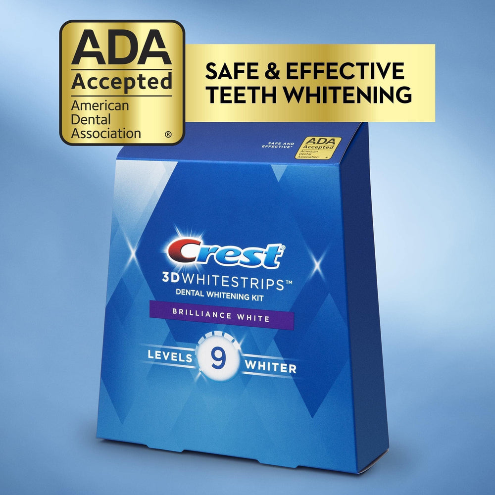 Close-up view of Crest 3D Whitestrips Brilliance White strips