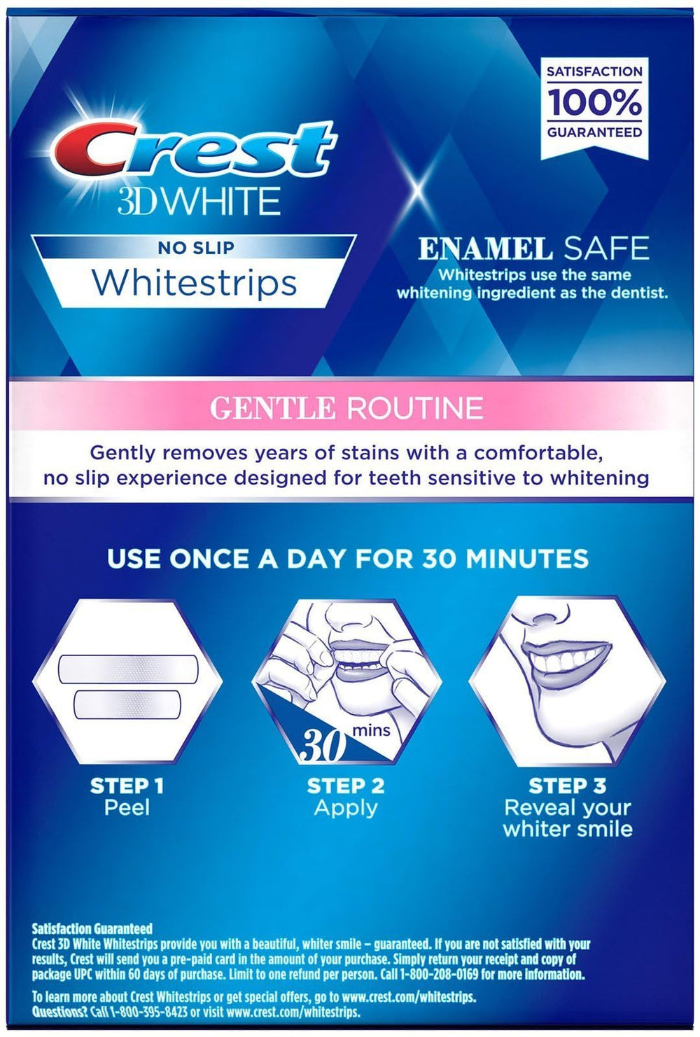 ADA-accepted Crest 3D Whitestrips Sensitive packaging
