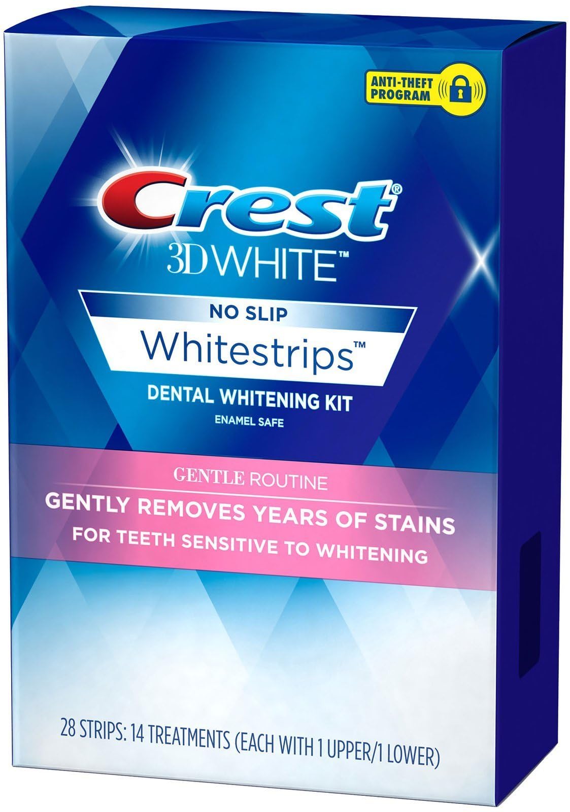 Whitening strips gently adhering to teeth